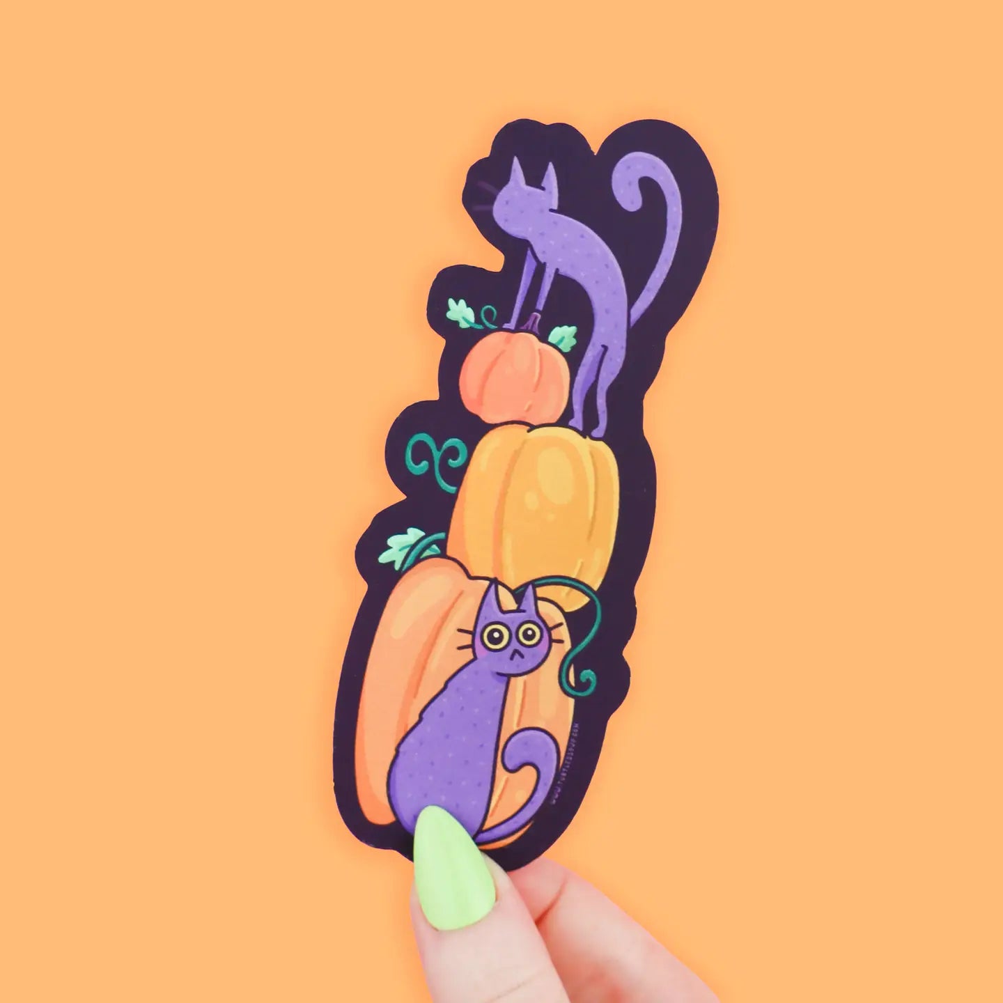 Kitty and Pumpkins Bookmark