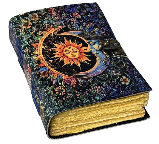 Leather Journal Blank Sun Moon Grimoire