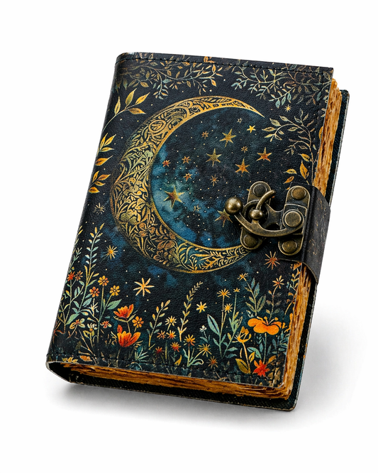 Moon Phase Leather Journal Grimoire Book of Shadow Spellbook