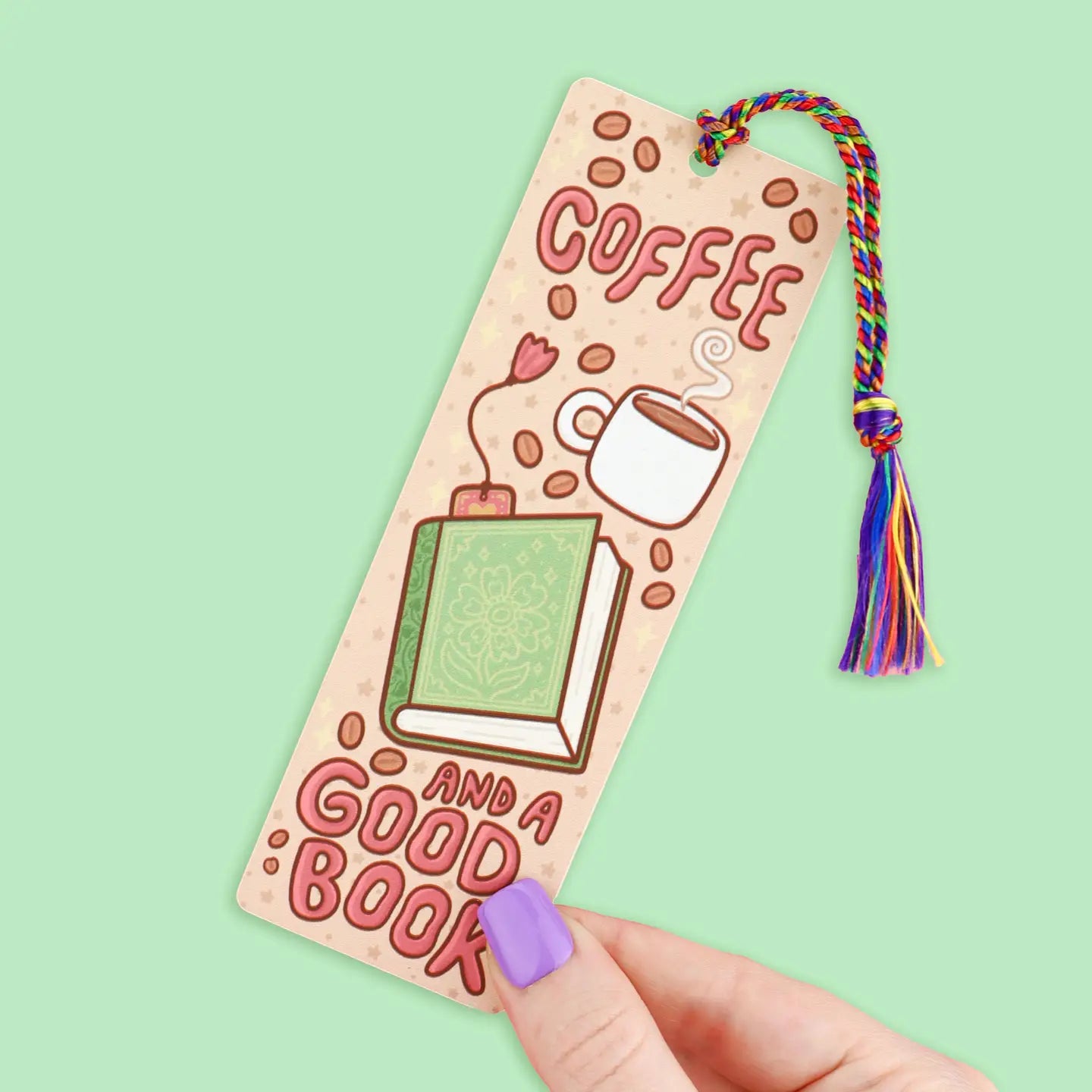 Coffee and A Good Book Bookmark with Tassel