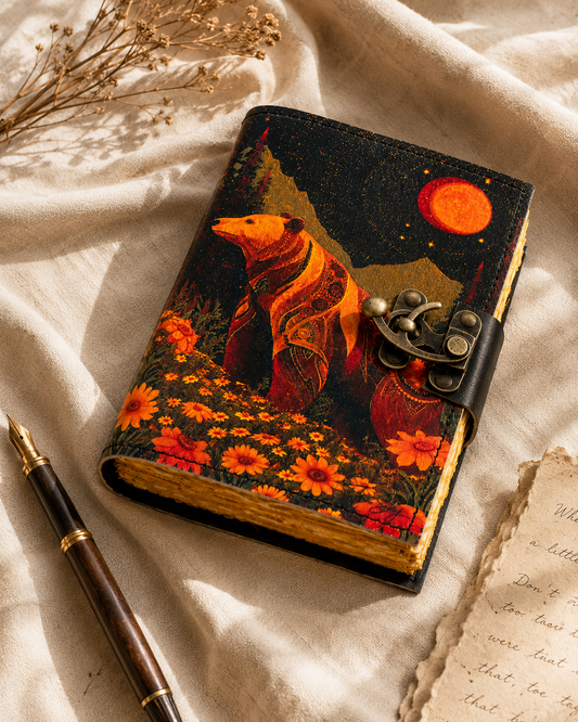 Bear Leather Journal with Lock