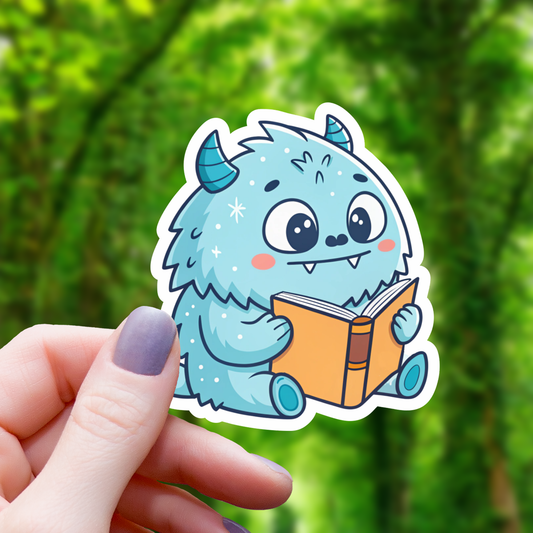 Yeti Reading a Book Sticker - 3"